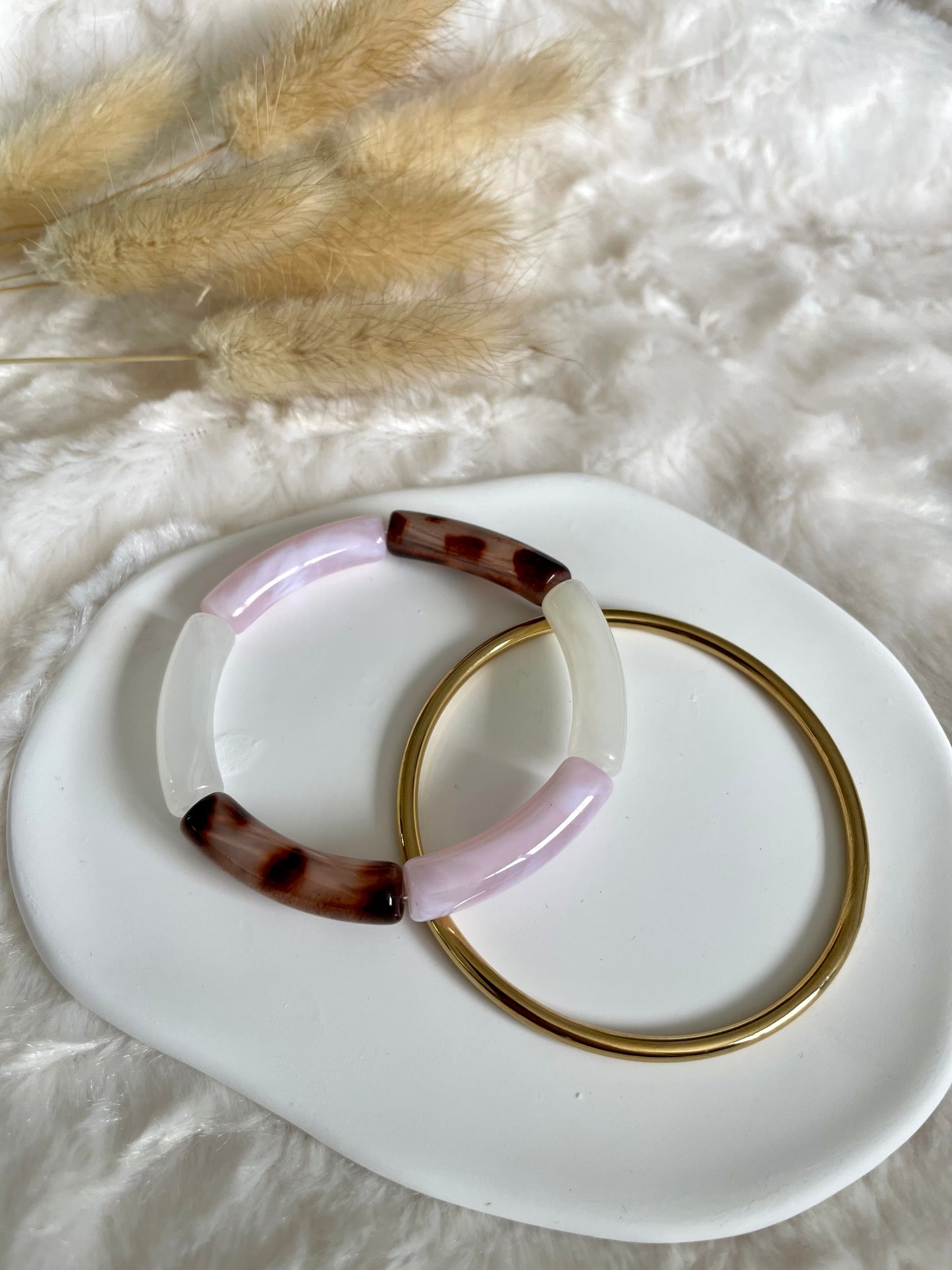 Bracelet perles tubes « douceur de printemps »