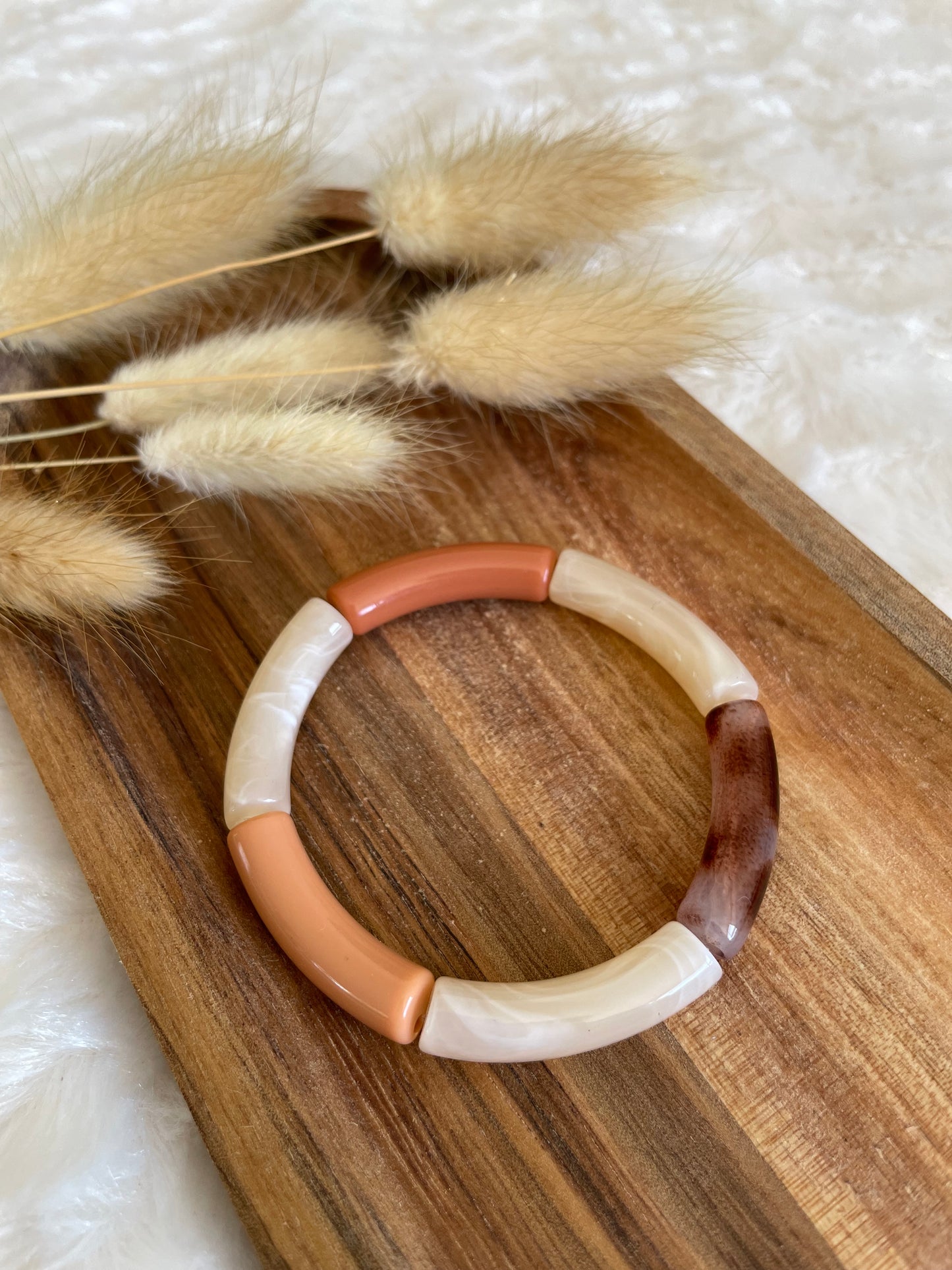 Bracelet perles tubes « automne »