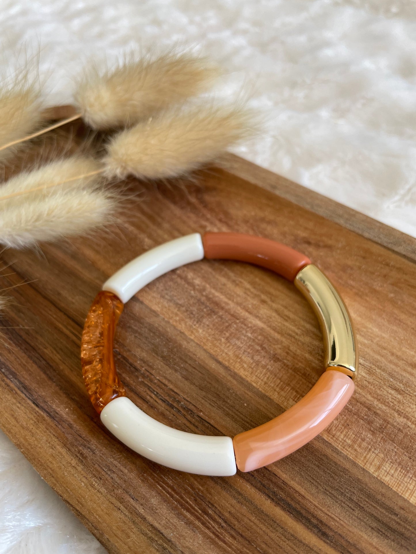 Bracelet perles tubes « terracotta »