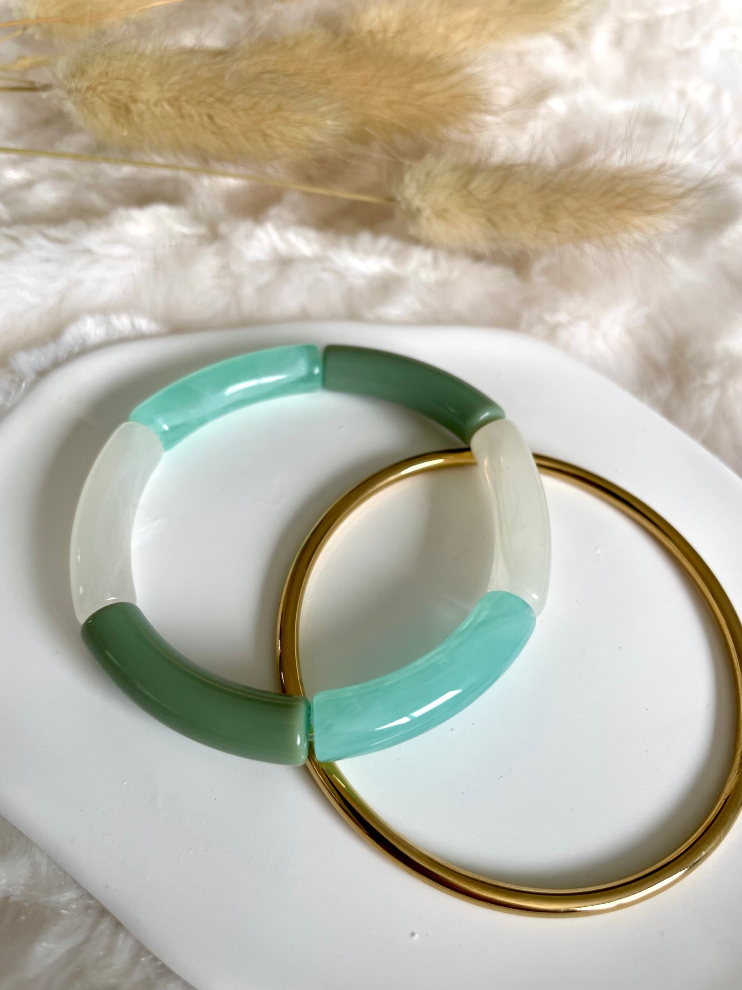 Bracelet perles tubes « Ice »