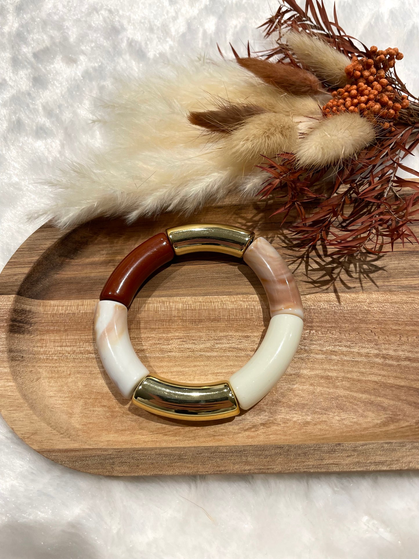 Bracelet perles tubes « terracotta prestige »