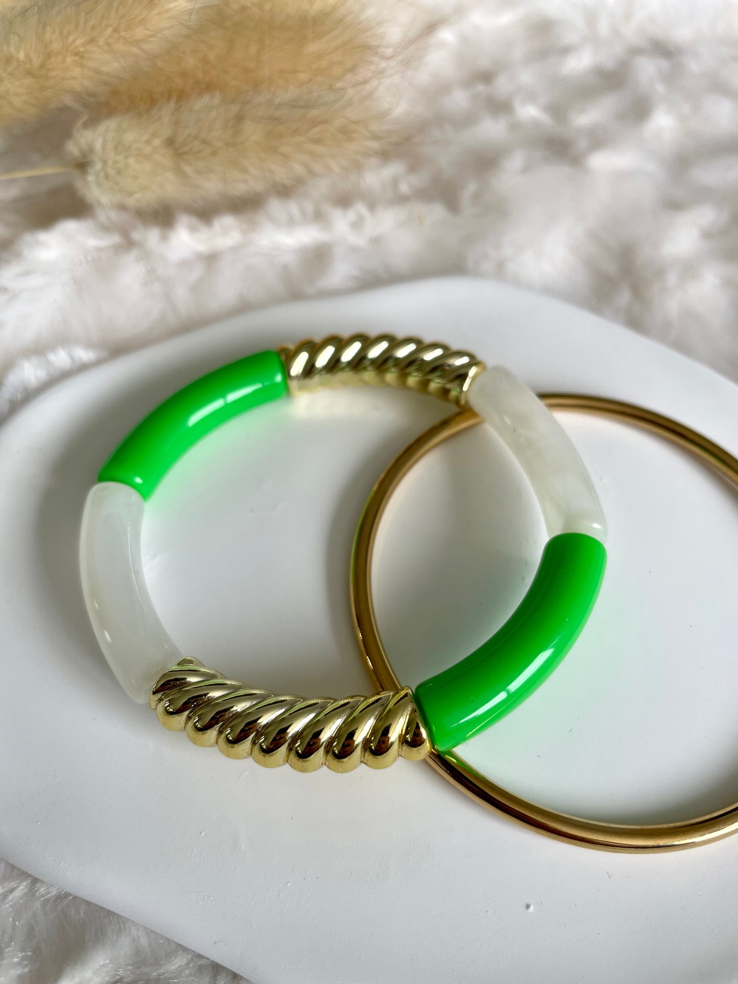 Bracelet perles tubes « vert »