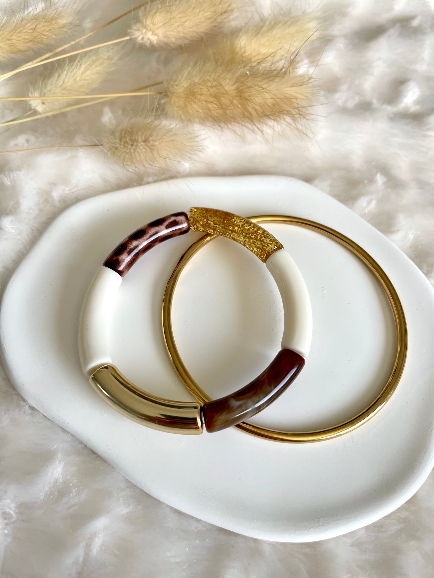 Bracelet perles tubes « marron chocolat »