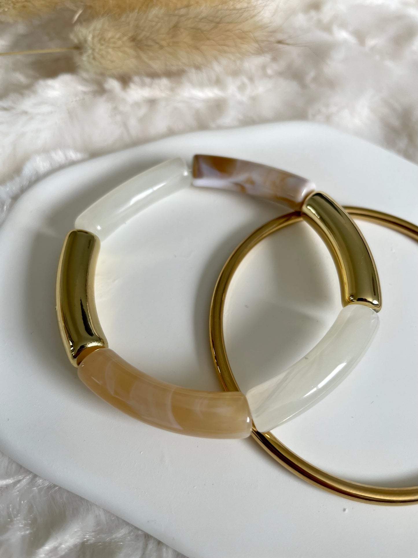 Bracelet perles tubes « amande »