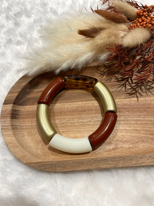 Bracelet perles tubes « terre brûlée »