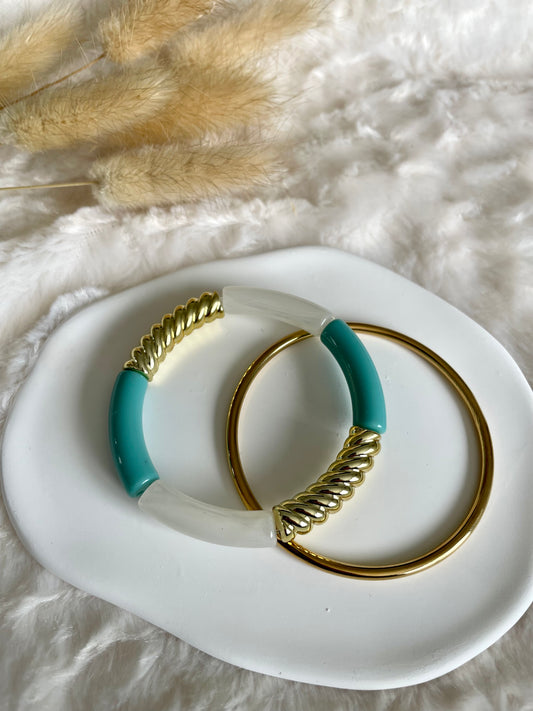 Bracelet perles tubes « turquoise »