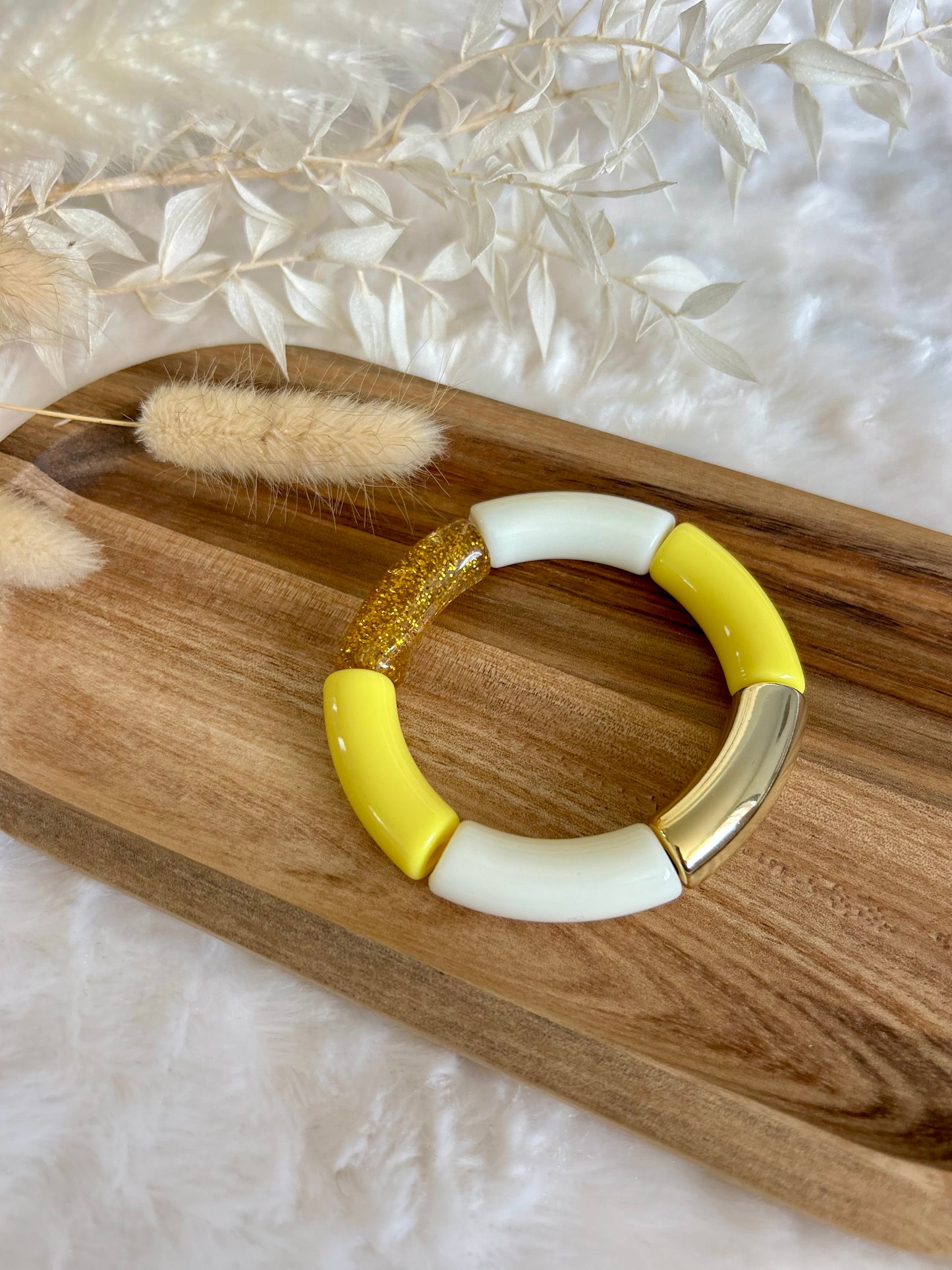 Bracelet perles tubes « Golden Sun »