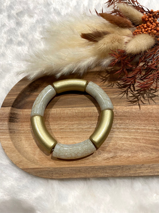 Bracelet perles tubes « ivoire sable »