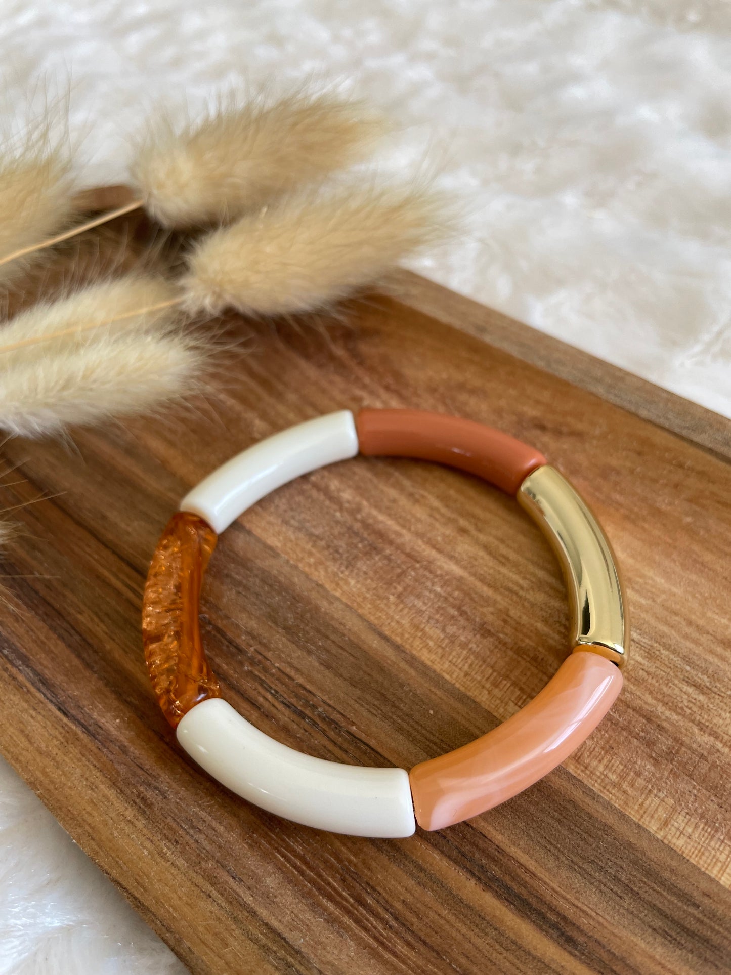 Bracelet perles tubes « terracotta »