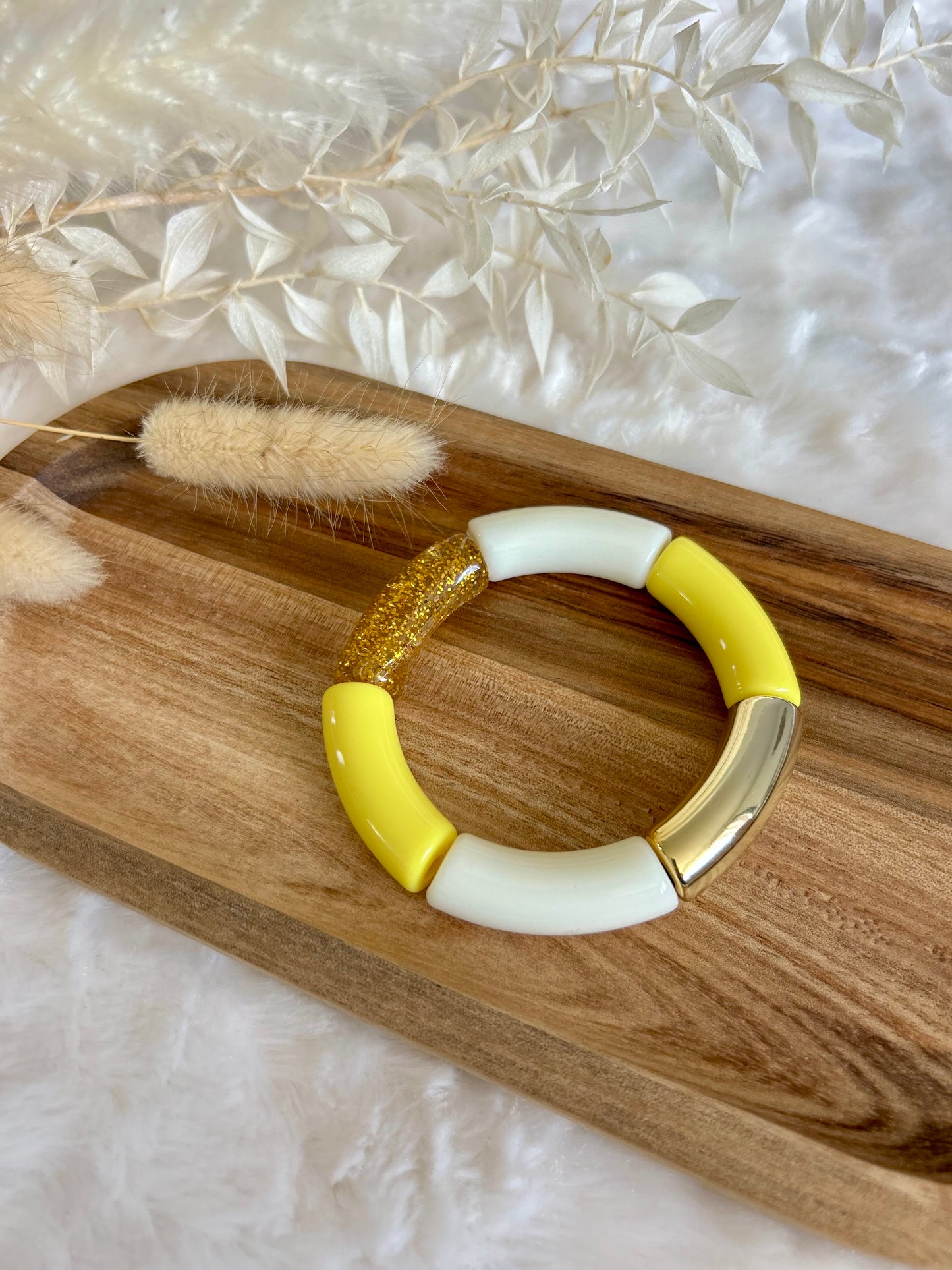 Bracelet perles tubes « Golden Sun »