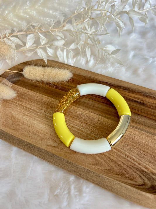 Bracelet perles tubes « Golden Sun »