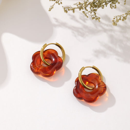 Boucles d’oreilles fleurs marron