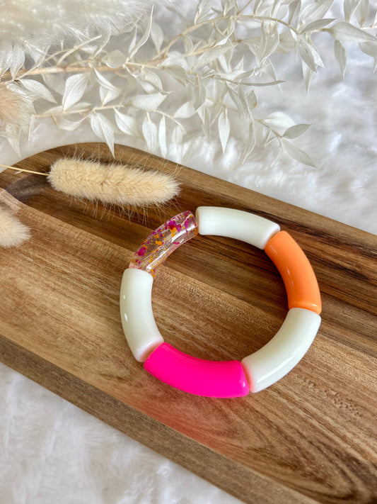 Bracelet perles tubes « Soleil Rosé »