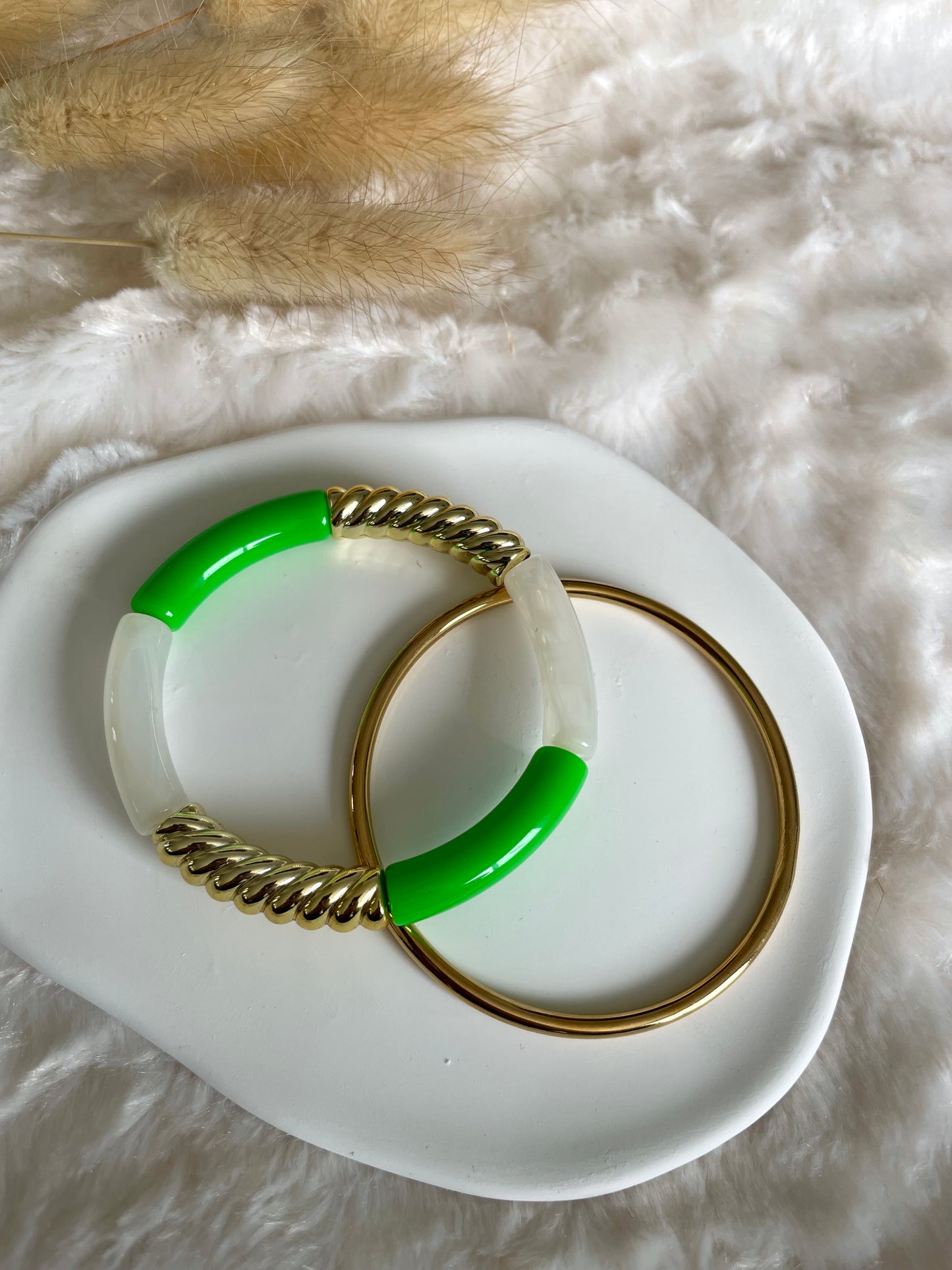 Bracelet perles tubes « vert »