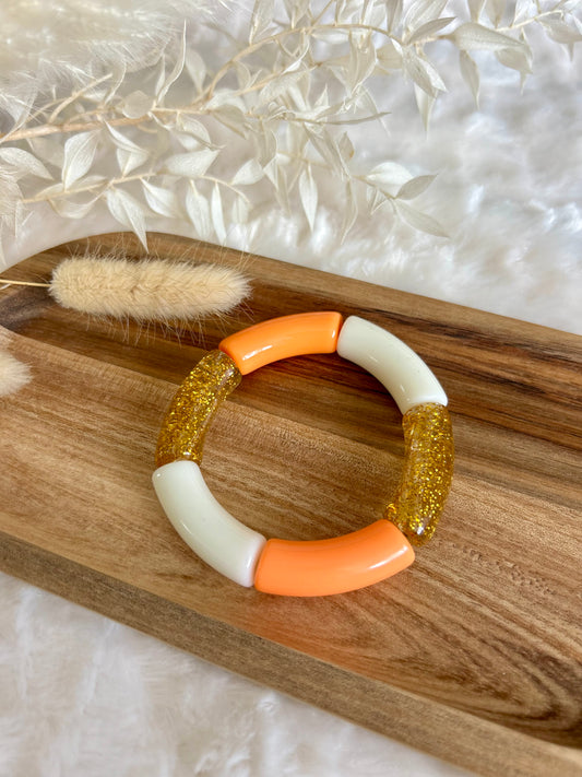 Bracelet perles tubes « soleil pailleté »