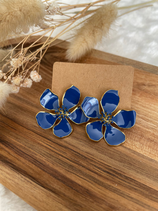 Boucles d’oreilles fleurs bleues