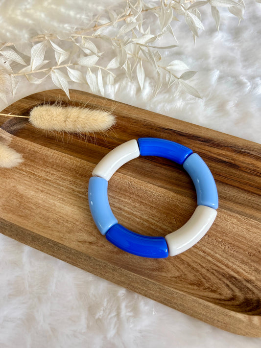 Bracelet perles tubes « bleu élégance »