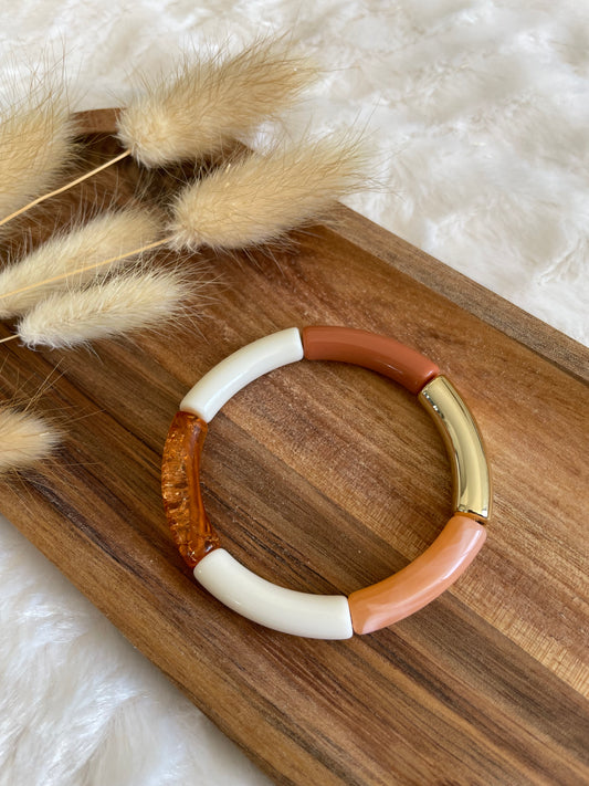 Bracelet perles tubes « terracotta »