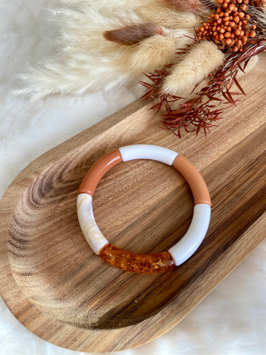 Bracelet perles tubes « douce argile »