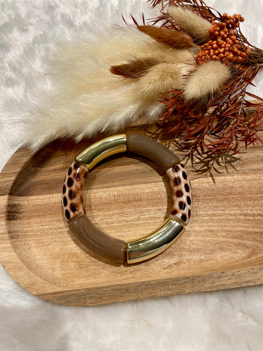 Bracelet perles tubes « praliné »