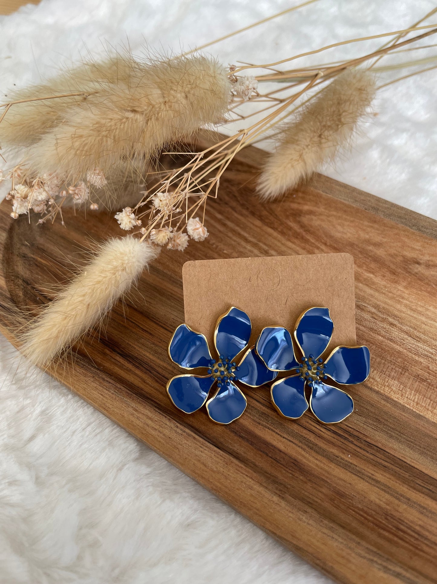 Boucles d’oreilles fleurs bleues