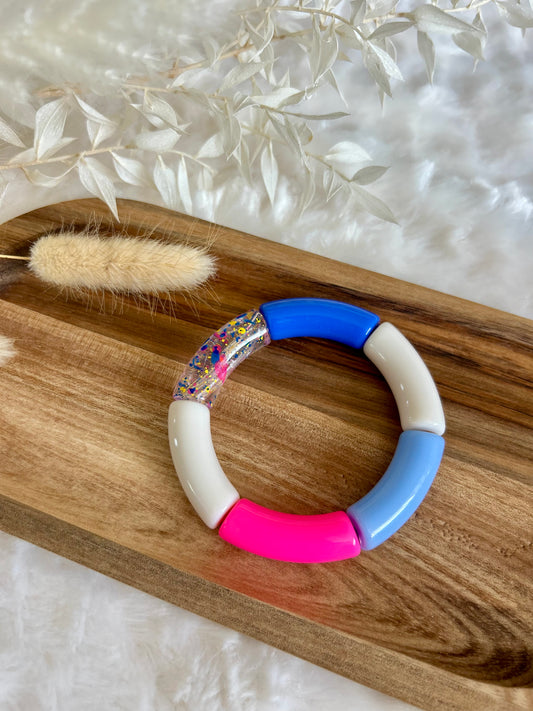 Bracelet perles tubes «  Océan Rose »
