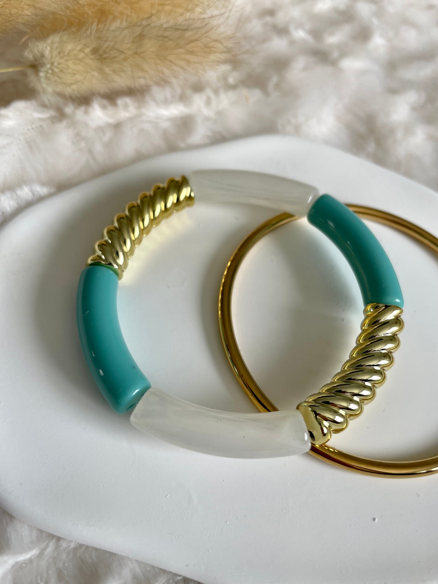 Bracelet perles tubes « turquoise »