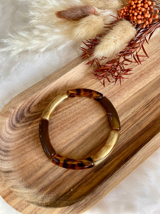Bracelet perles tubes « sauvage cacao »