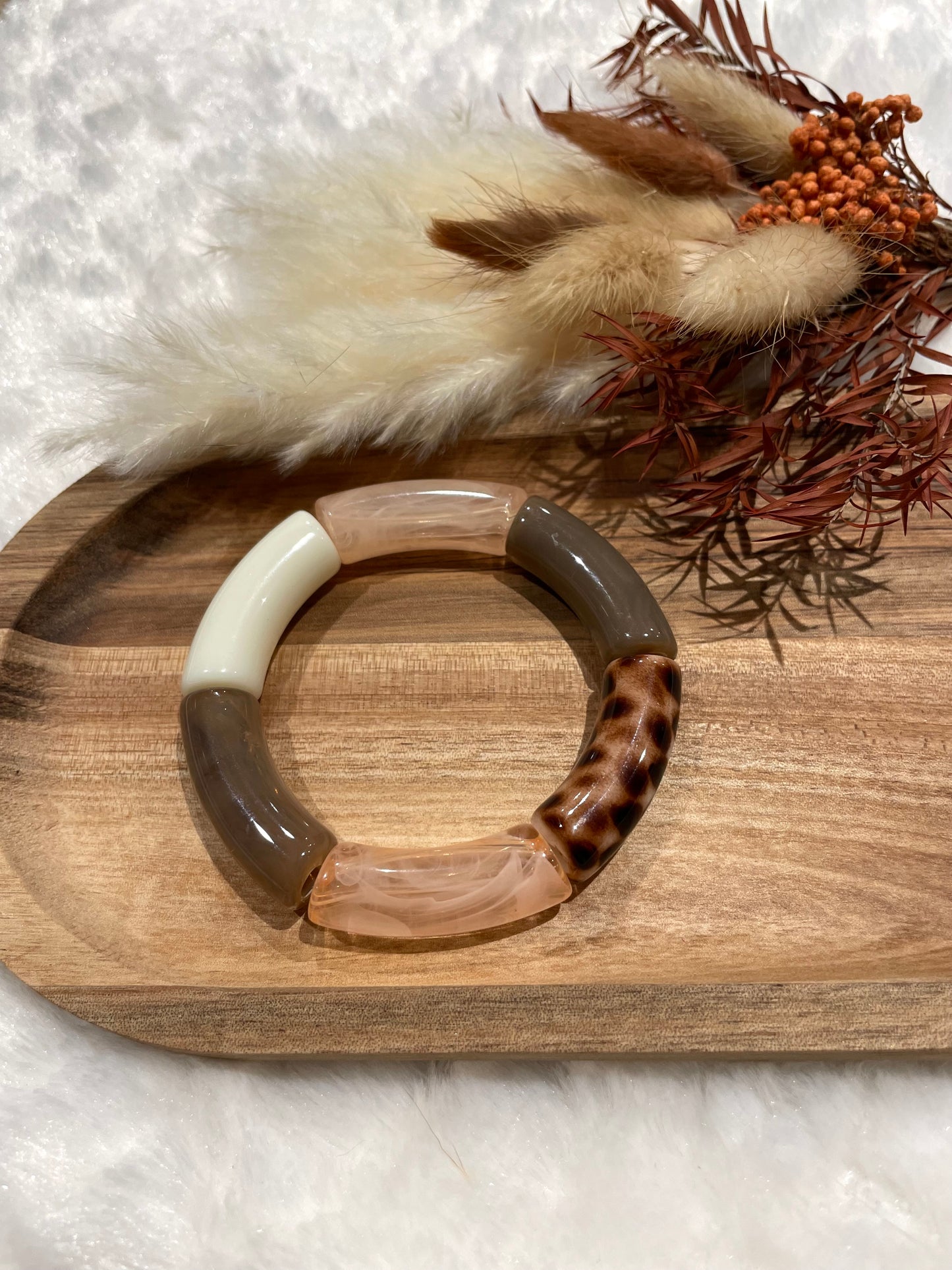 Bracelet perles tubes « blush chocolat »