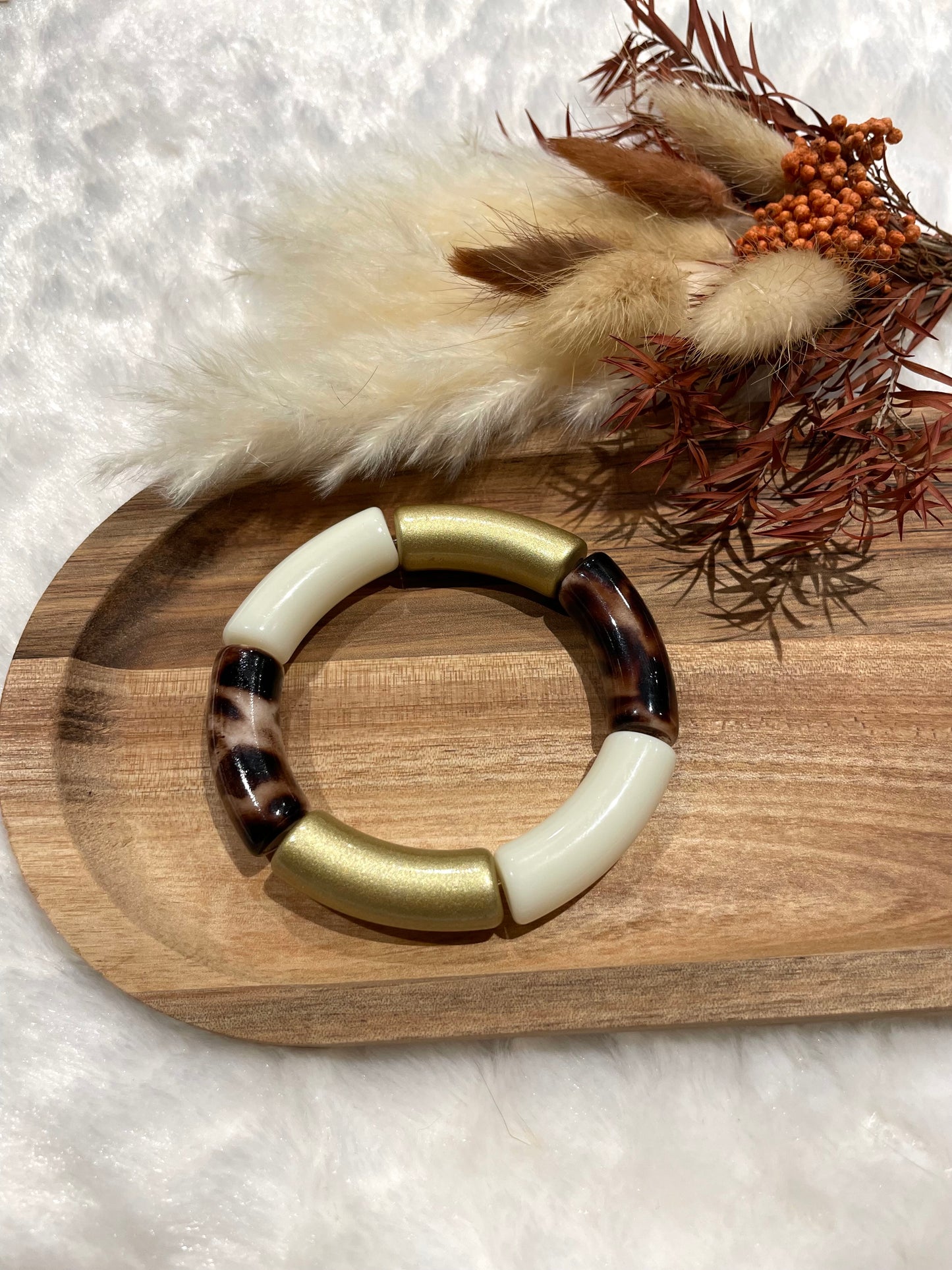 Bracelet perles tubes « café royal »